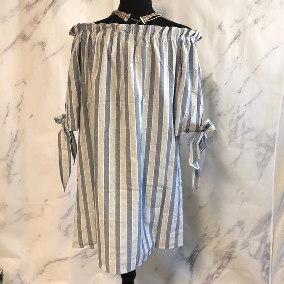 BLUE & Gray STRIPED TUNIC DRESS - Picture 4 of 8